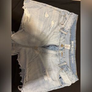 Blue Spice Faded Denim Distressed Shorts